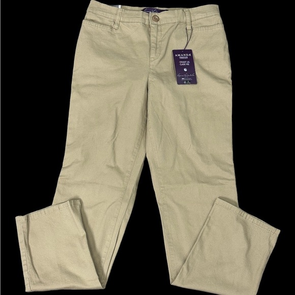 Women’s Gloria Vanderbilt 4 Petite Chino Khakis Pants Khaki Straight Stretch NWT - Picture 3 of 12